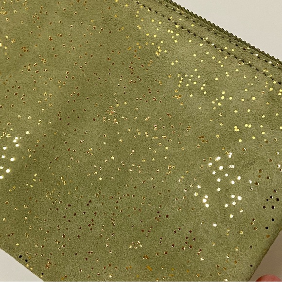 Olive Green & Gold Microsuede Leather Wristlet Convertible Inside Pocket BNWT - Picture 10 of 16